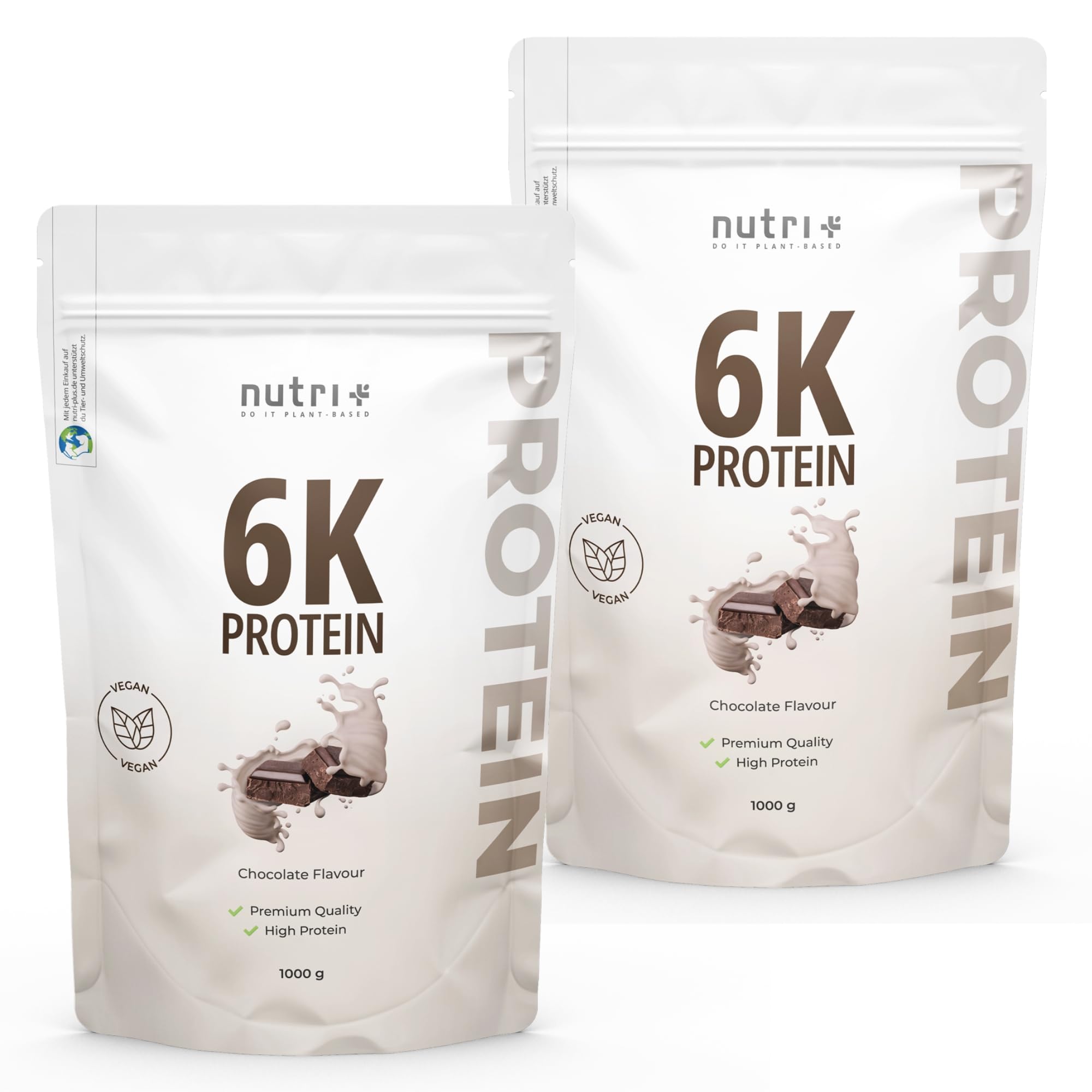 Nutri + Batido Proteína de Chocolate 1kg - Proteínas en Polvo bajas en Azúcar - Aislado de Proteína de Soja sin OGM, Almendra, Girasol - Muscle Building Protein producido en Alemania
