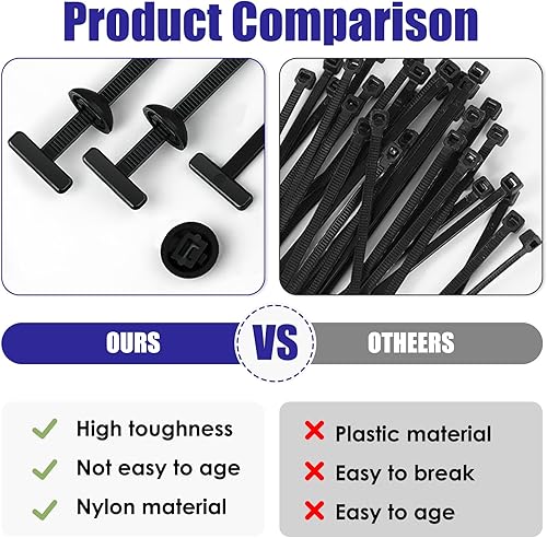 Miniatura 4 de 100 bridas universales con hebilla de amarre, bridas autobloqueantes, hebilla multiusos mejorada, cremalleras negras resistentes a los rayos UV,