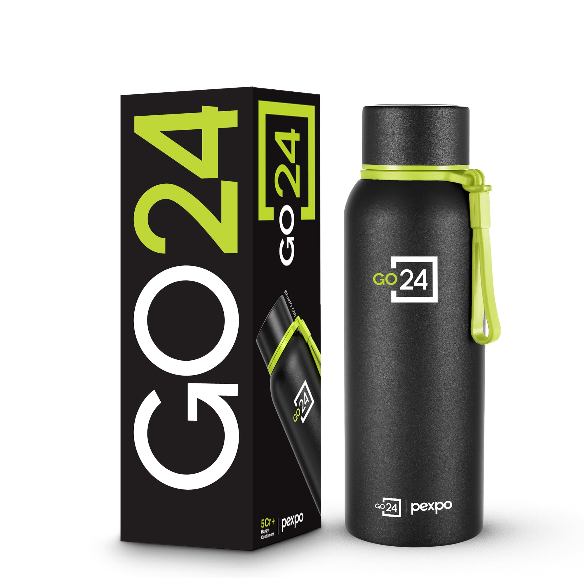 Go24 pexpo Stainless Steel Insulated Flask Bravo Knight Black 500ml