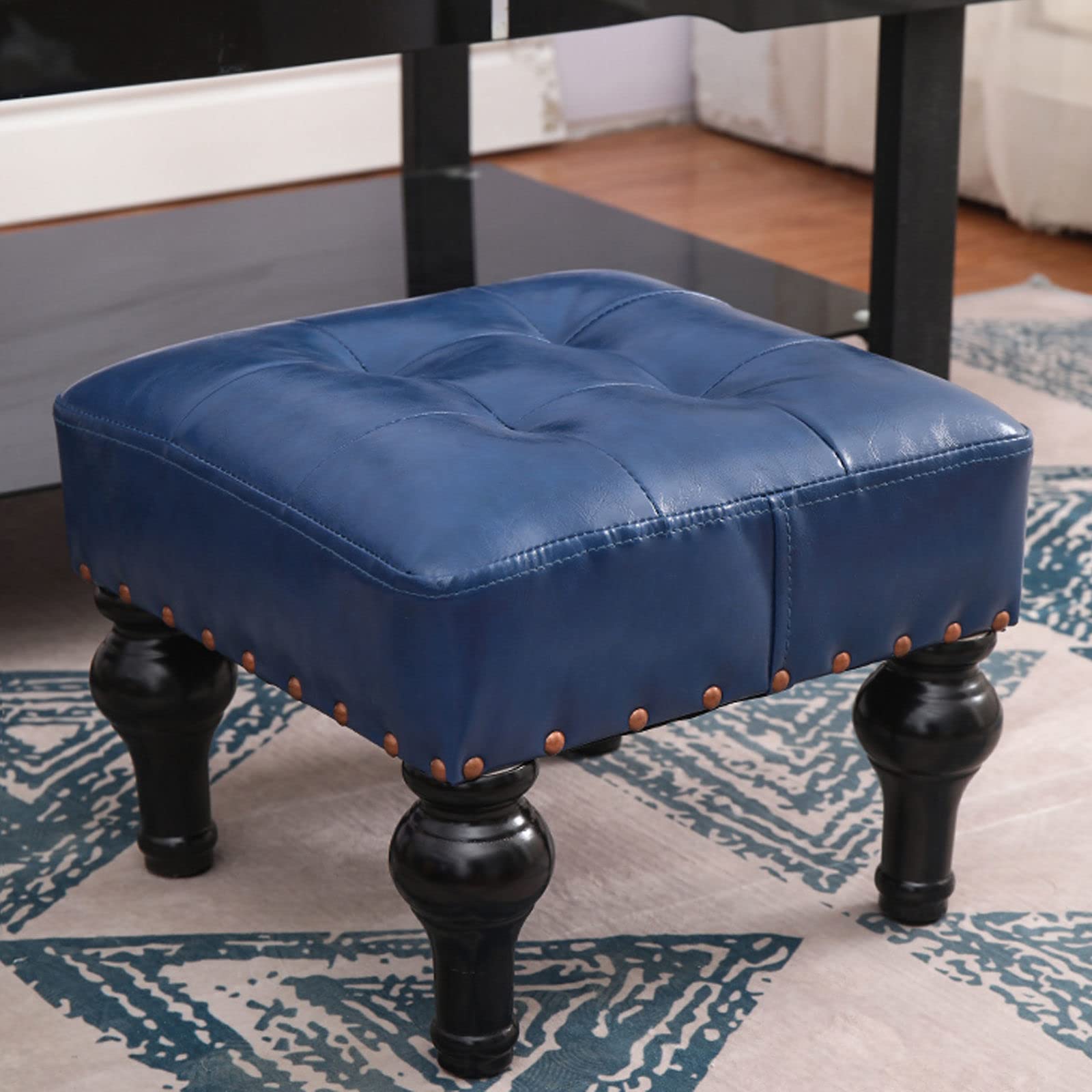 Pouf carré en peau de cire d'huile LUNEZY avec pieds détachables G-13.4