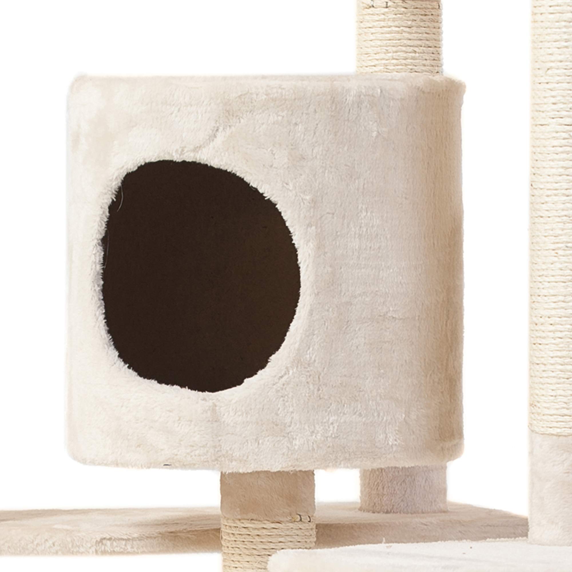Albero per Gatto Tiragraffi Cuccia Torre Giocattolo Gatti Parco Giochi Graffiatoio in Sisal Naturale 203 x 60 x 60 cm (Colore Beige)