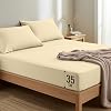 Utopia Bedding Double Fitted Sheet with 2 Pillow Cases 50x75cm, Beige - Deep Pocket 35 cm - Bed Sheets Set - OEKO-TEX Certified - Soft Brushed Microfibre