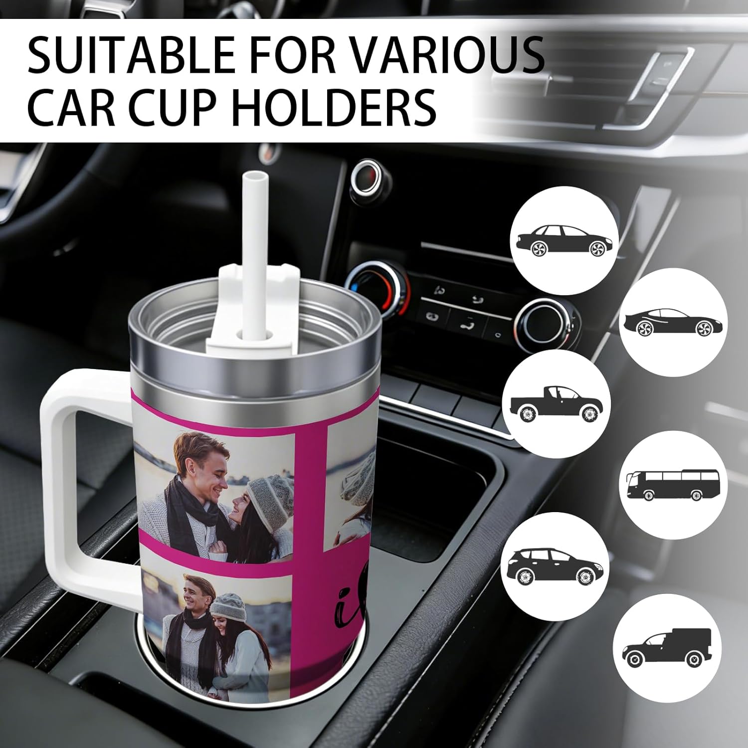 Vsmoedb Personalized 40 oz Tumbler Custom Cups Personalized with Image Text Logo, Customizable Tumbler for Brthday Valentine's Day Christmas Gifts - Image 6