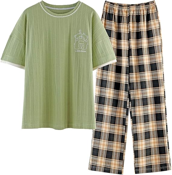 Amazon パジャマ レディース 夏 半袖 七分丈 上下セット 薄手 綿 ふんわり ルームウェア 吸湿速乾 爽やか かわいい 花柄 ゆったり おしゃれ 部屋着 便利服 旅行着 運動 女の子 大人 Lamiu パジャマ ルームウェアセット 通販