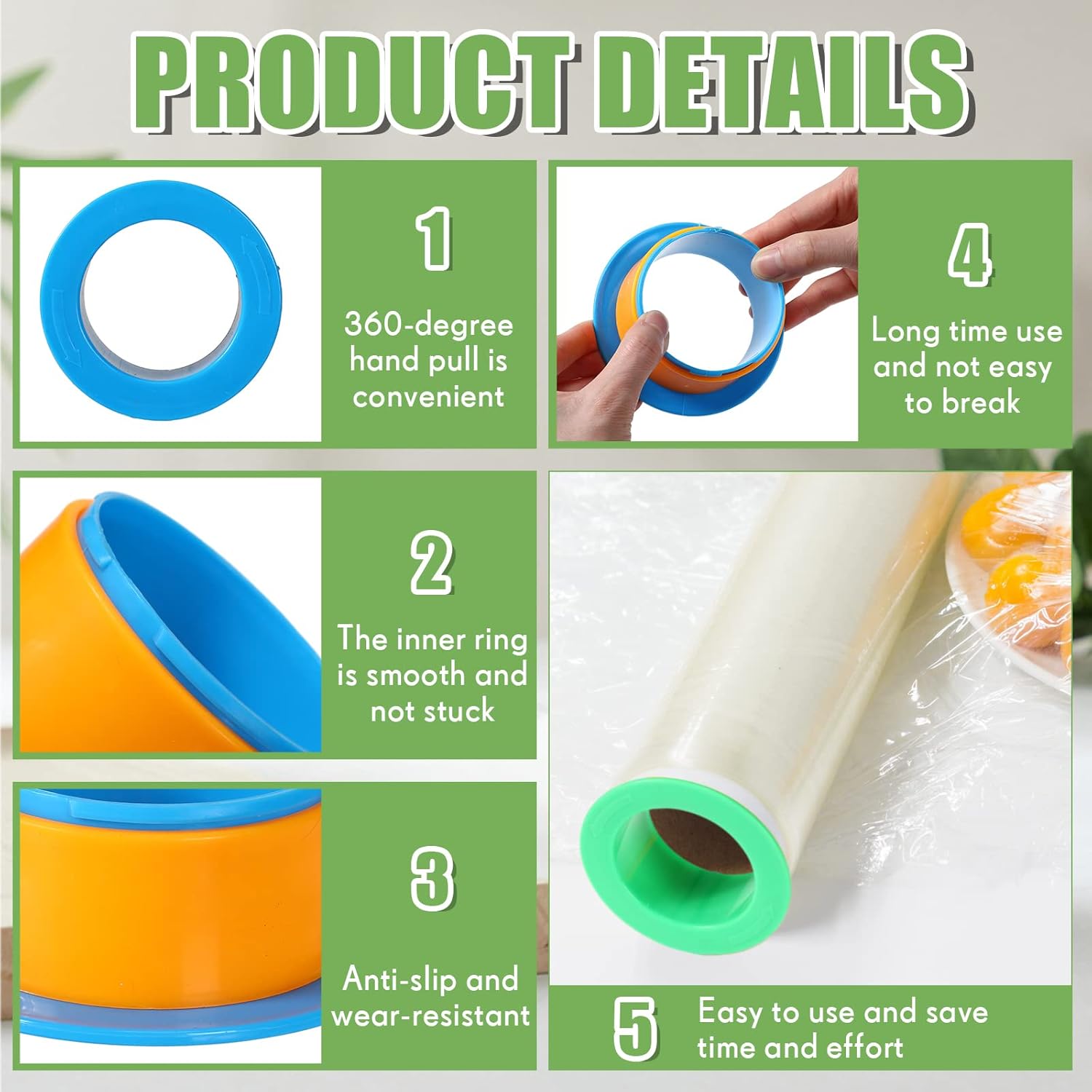 Marsui 12 Pairs Shrink Wrap Handle Fit 3 Inch Film Core, Plastic Pallet Handles Shrink Dispenser for Moving Stretch Wrap Roll Pallet Packing Shipping, Blue Green