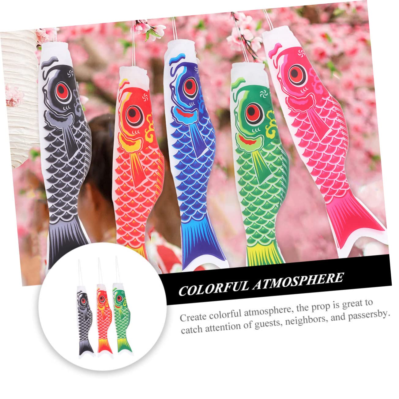 GALPADA 12 Stck. Teiliges Karpfen Windsack Japanische Gartendeko Hängend Outdoor Windfahne Robust Bunte Koi Fisch Windrichtung Flagge Für Garten Terrasse Party Zufällige