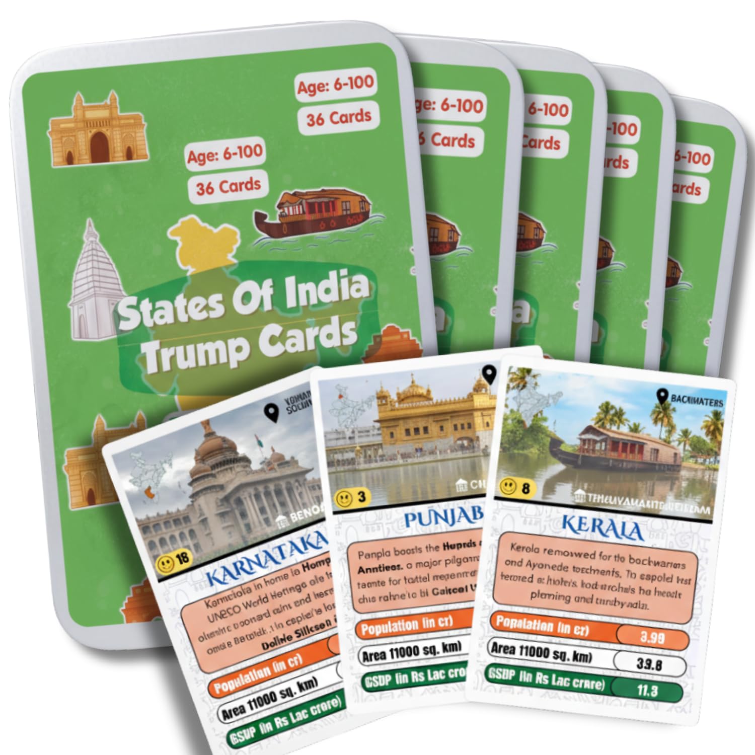 CocoMoco Kids States of India Trump Cards Game for Kids, Learning Game and Educational Toy, Birthday Return Gift for Kid