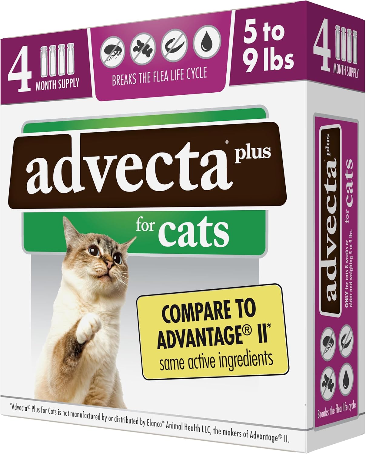 Advecta Plus Flea and Tick Prevention For Cats, Cat and Kitten Treatment & Control, Small and Large, Fast Acting Waterproof Topical…
