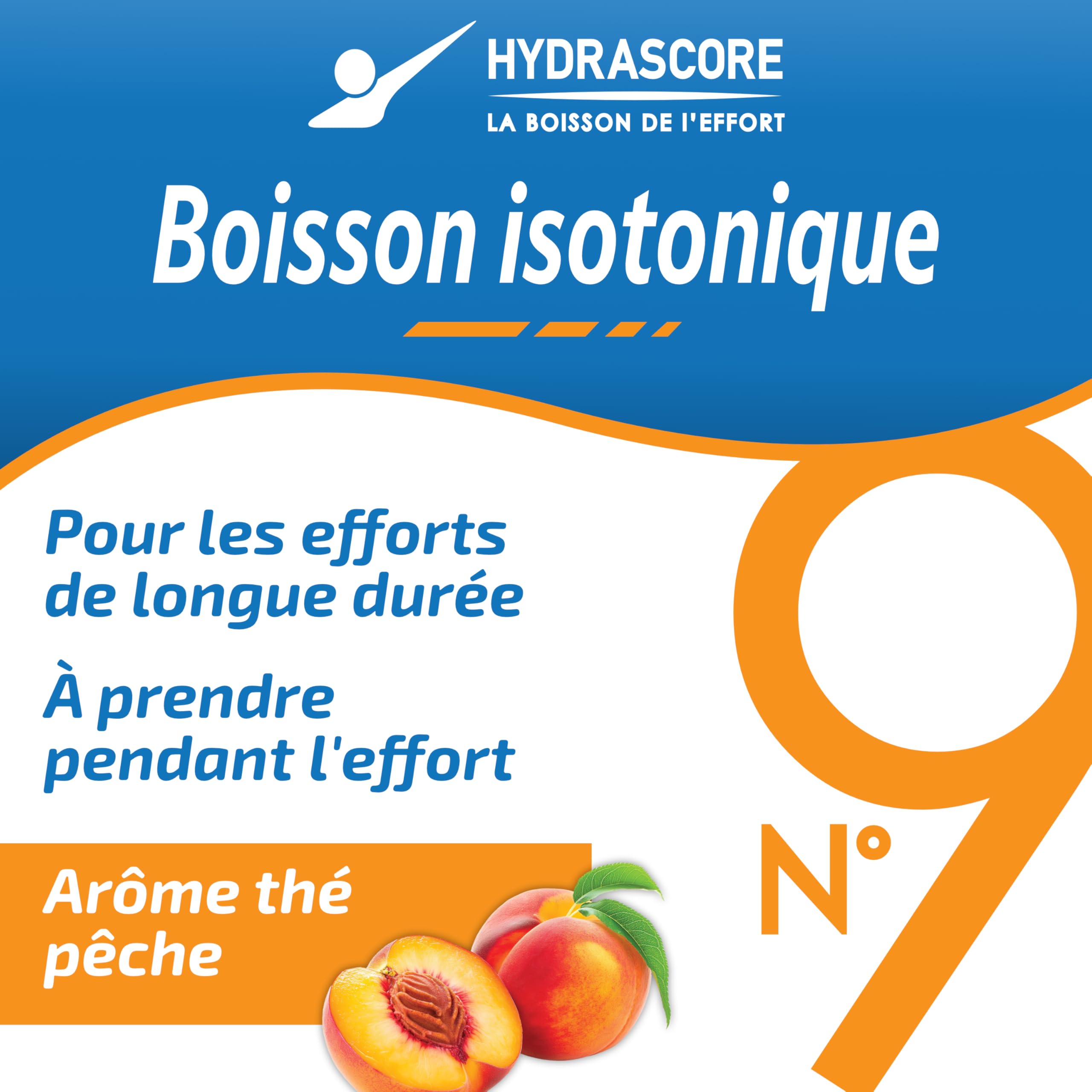 N°9 - Thé Pêche 1200 g - Nouvelle Recette - Boisson Isotonique Énergétique pour Sportifs - Running, Vélo, Triathlon - Énergisante & Hydratante - Électrolytes Hydratation & BCAA - H1034