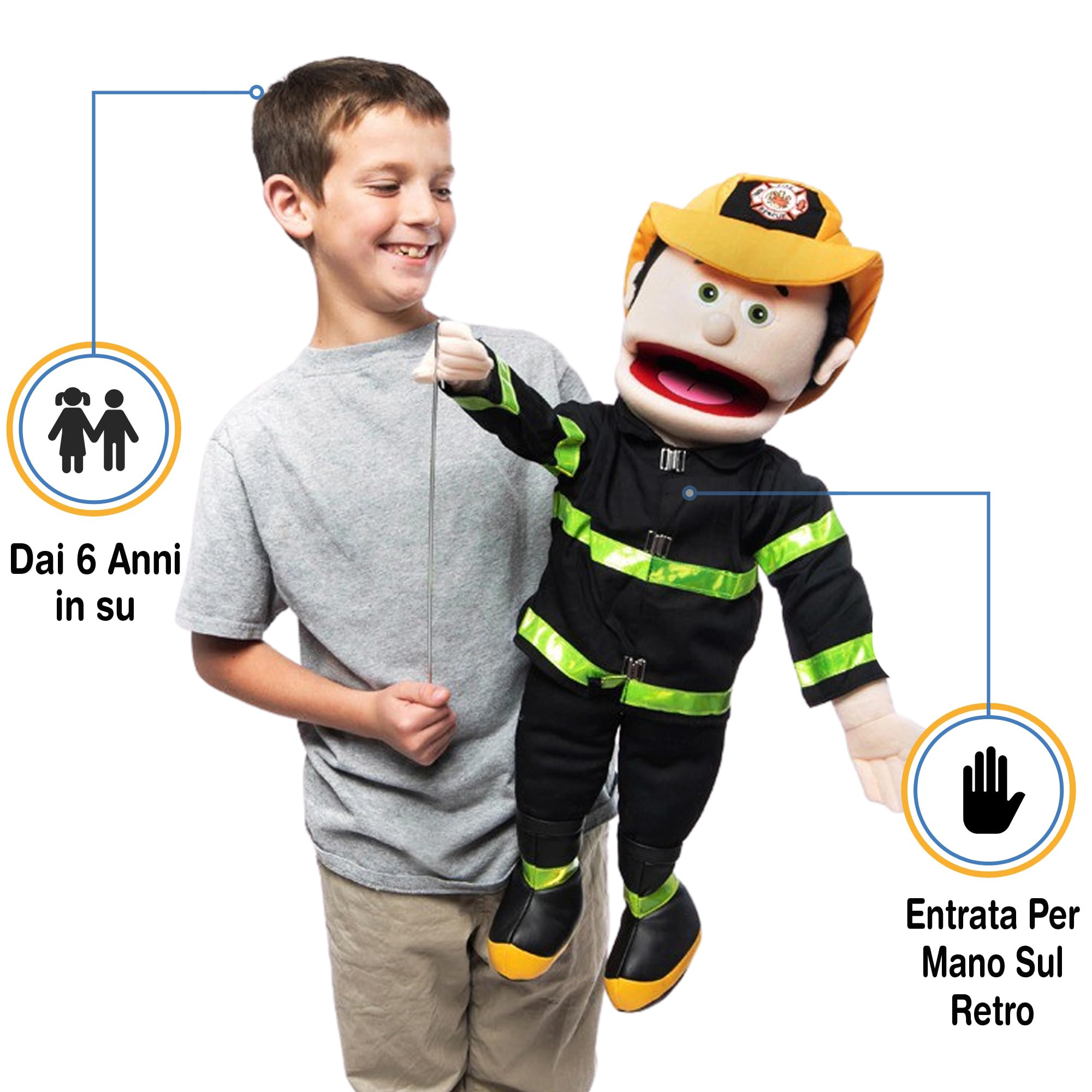 25 Caucasian Fireman Full Body Puppet by Silly Puppets