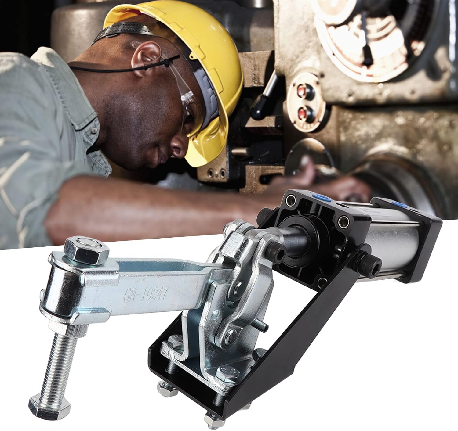 Pneumatic Clamp Cylinder G1/4in High Pressure Carbon Steel Pneumatic Hold Down Clamp for Mechanical Operation Welding Mold Equipment Installation