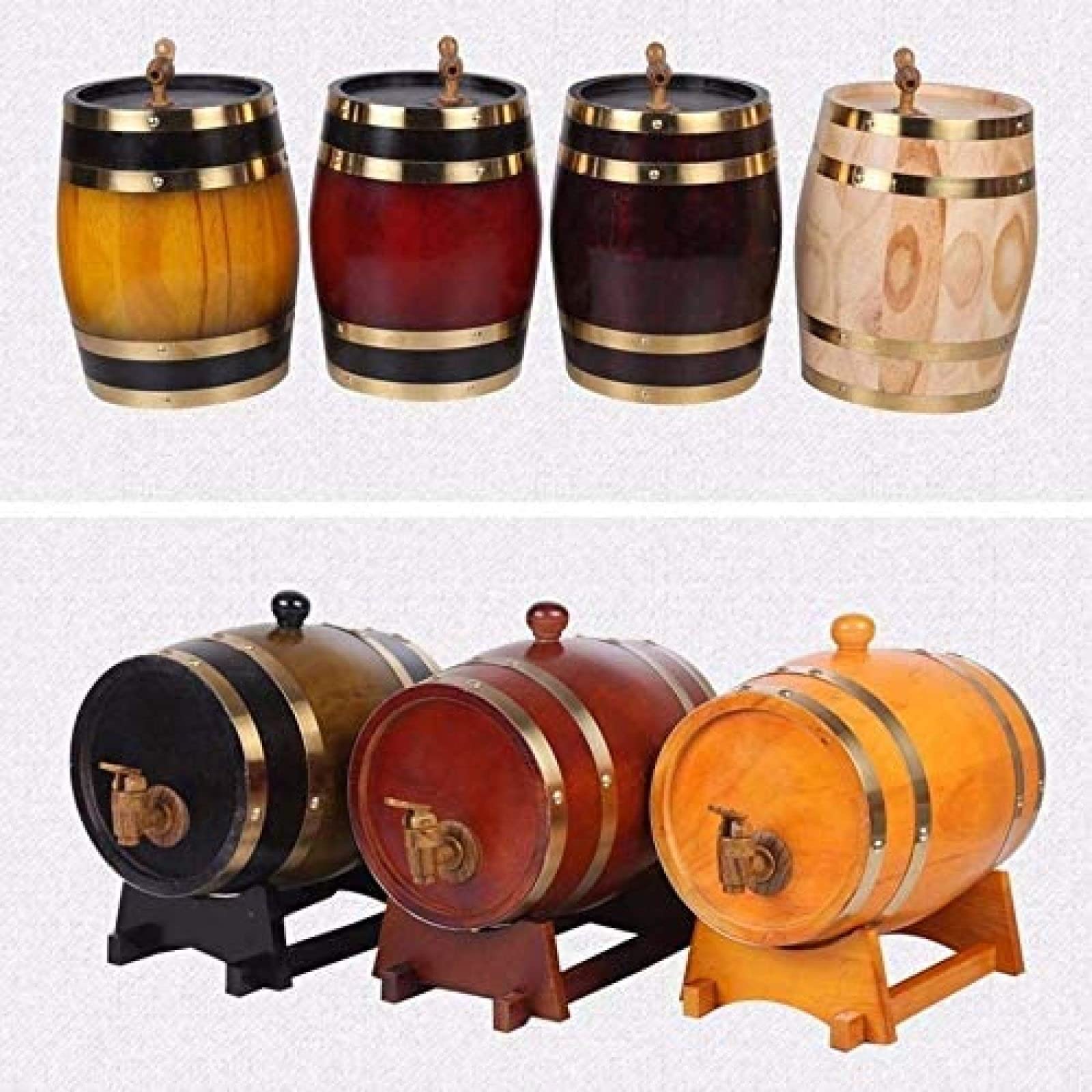 Armadietto per bevande per la casa Botte di vino in rovere vintage Armadietto per vino da 5 litri Dispenser per acqua in legno Conservazione di whisky Aceto Birra Costruito con rivestimento