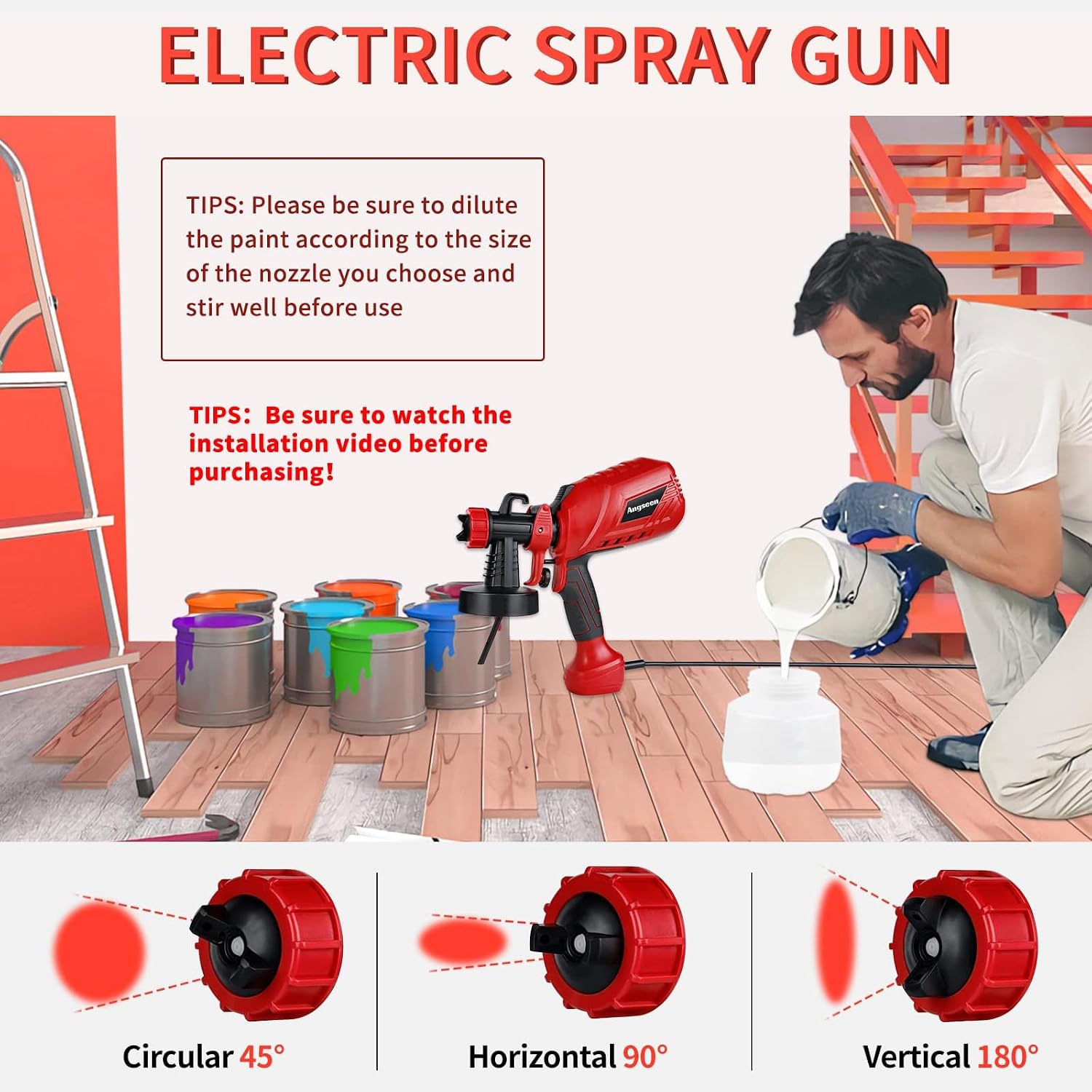 Nozzle recommendations table for Angseen Paint Sprayer