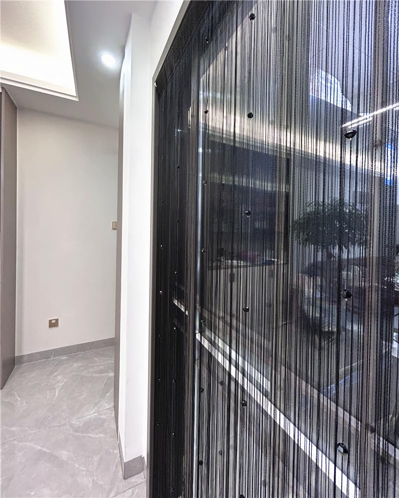 Eve Split Decorative Door String Curtain Wall Panel Fringe Window Room Divider Blind for Wedding Coffee House Restaurant Parts Crystal Tassel Screen Home Decoration(Black)