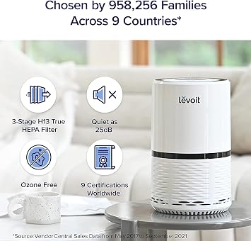 LEVOIT LV-H 132 Air Purifier and Replacement Filter Bundle for Home Bedroom with Optional Night Light