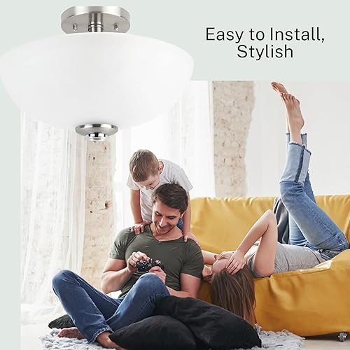 Miniatura 3 de LIGHTACCENTS Cubierta de Luz de Techo  Vidrio Esmerilado 11.57" Diá x 3.58" Altura, Elegante Diseño Blanco Cubiertas de Luz de Ventilador de Techo,
