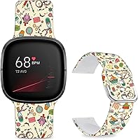 Vista 13 de Correas de reloj de dibujos animados con estampado floral compatibles con Fitbit Versa 4/Versa 3/Fitbit Sense 2/Sense Band de silicona suave