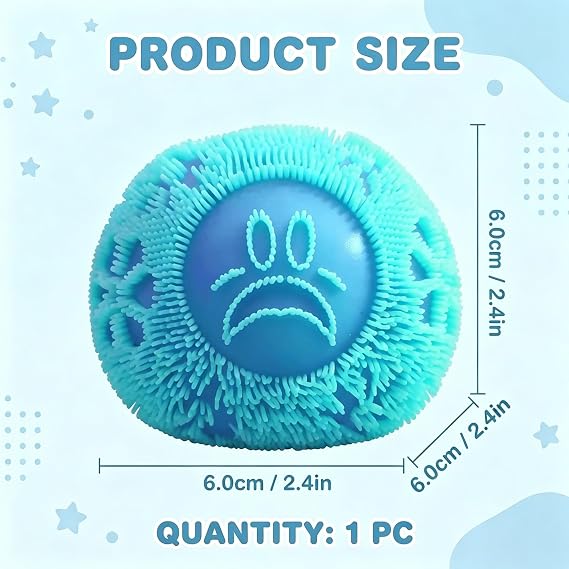 1 PCS Fuzz Ball, Smiley Faces, Squishy Ball, Pocket Size, Soft Texture, Reusable Desktop Decoration, Ideal for Home, Office, Desktop, Coffee Shop, Decoration Collectors and Desktop Ornament Lovers