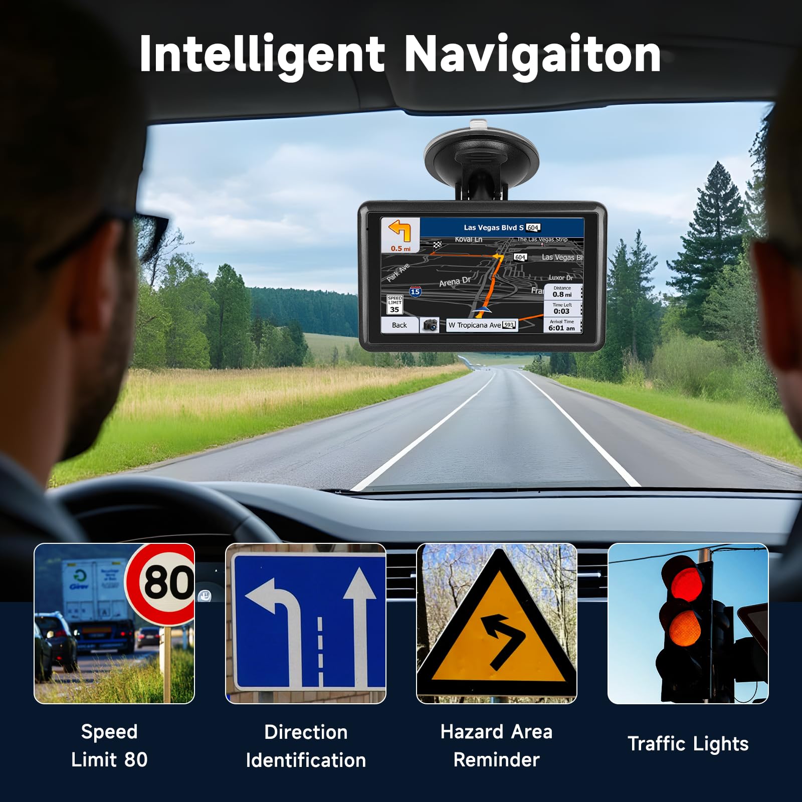 5 inch GPS Navigator Sat Nav for Car, Truck, with UK Europe Maps, Lifetime Free Updates, Support Postcode Search and Voice Guidance - 4