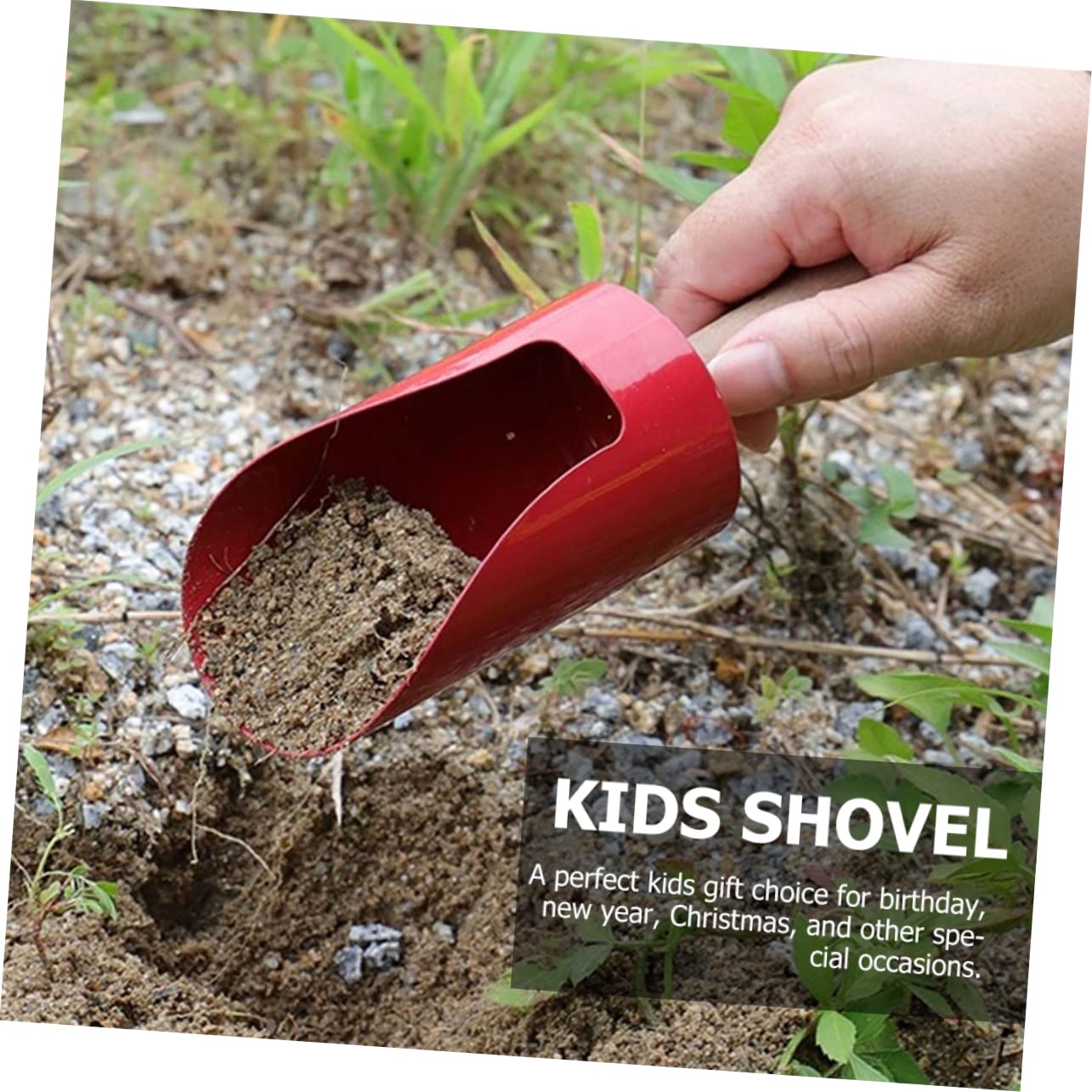 KICHOUSE 5Pcs Gardening Tool Wooden Handle Rake Fork and Shovel Fun Garden for Boys for Outdoor Play and Parent Bonding Activities