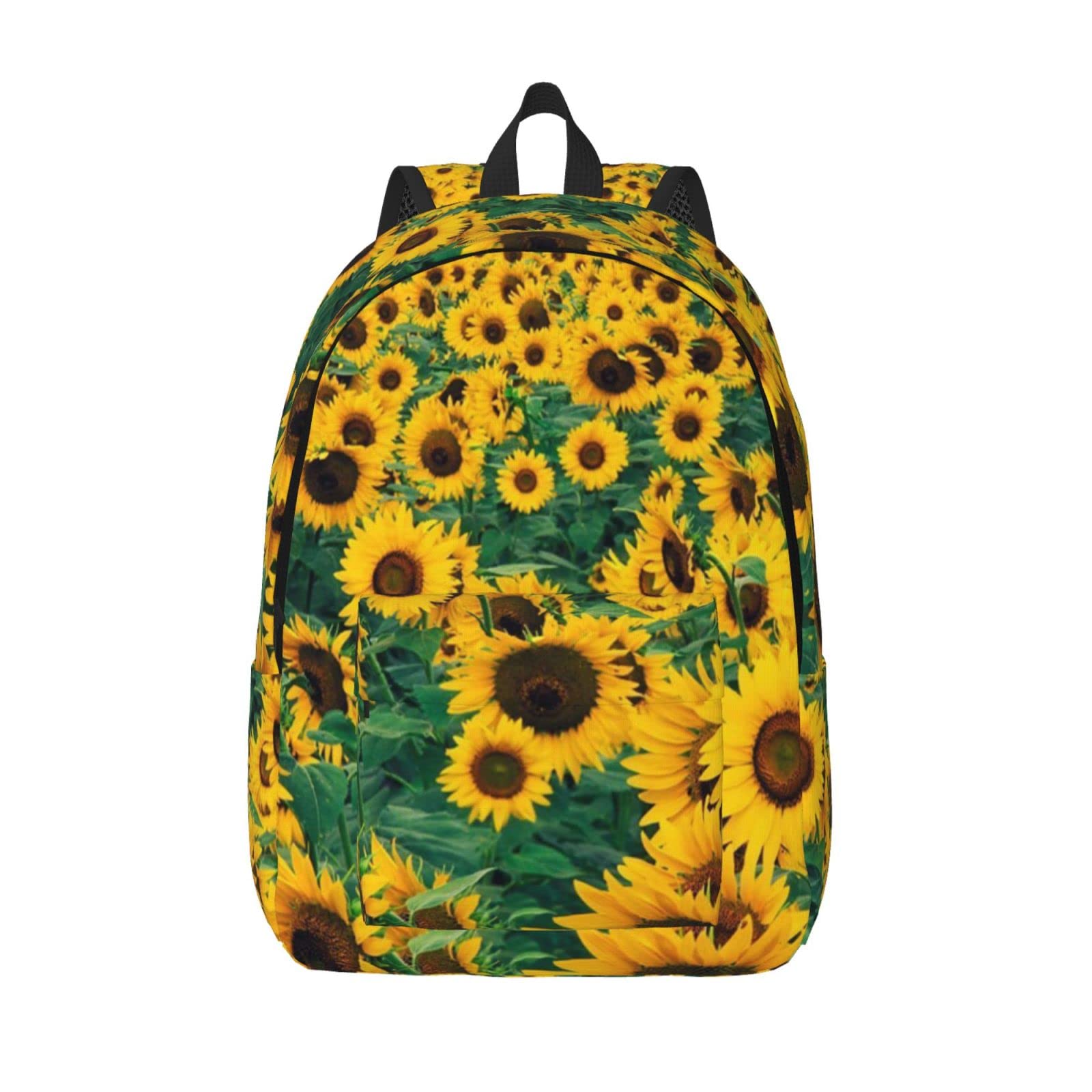 MIXMEY Many Beautiful Sunflowers Print Canvas Backpack,Casual Canvas Material, Suitable For Various Occasions