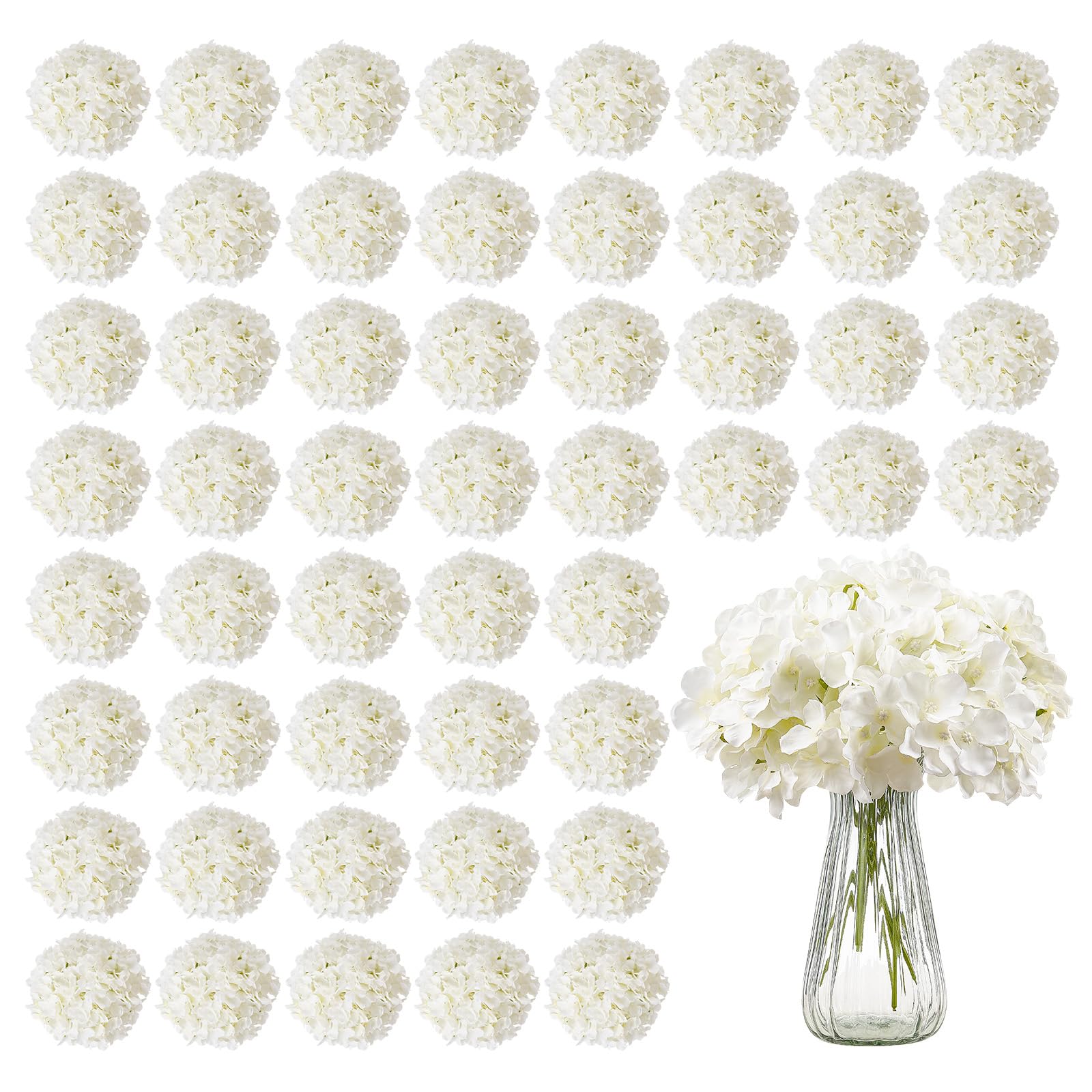 VEVOR Hortensia Artificielle Lot de 65 Fleurs Artificielles 250 mm Bouquets de Fausses Fleurs Aspect Réaliste avec Tête 152,​4 mm, pour Décoration Intérieure, Fêtes, Mariages, Centres de Table, Blanc