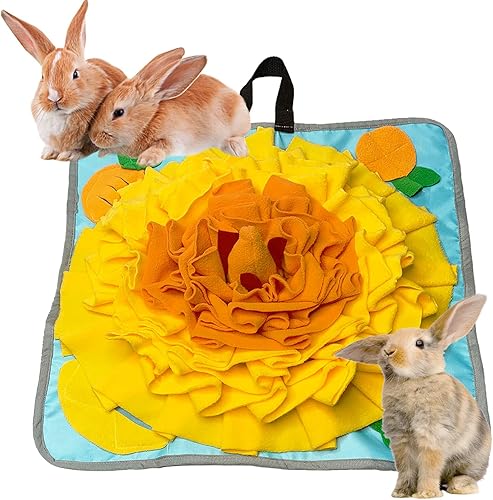 kathson Tapete de forraje de conejo con mango fijable de 20 x 20 pulgadas, lavable de forro polar para mascotas, dispensador de golosinas para