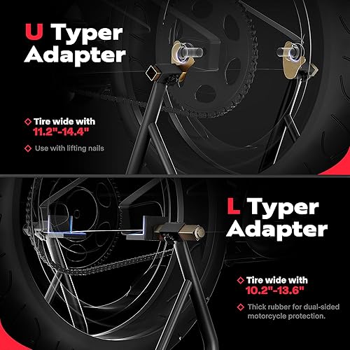 Miniatura 10 de SPECSTAR Soporte universal de elevación de rueda trasera de motocicleta resistente para bicicleta deportiva Swingarm Spool Paddock Stand Combo para