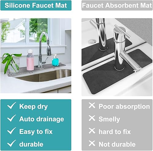 Miniatura 3 de Protector contra salpicaduras de fregadero de 30 pulgadas, alfombrilla para grifo de fregadero, protector contra salpicaduras de grifo más largo,