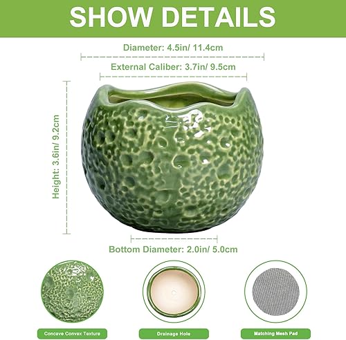 Miniatura 2 de Macetas de Cerámica Thirtypot - Maceta de 4 Pulgadas con Agujero de Drenaje, Macetas Pequeñas para Plantas de Interior y Exterior, Maceta Redonda