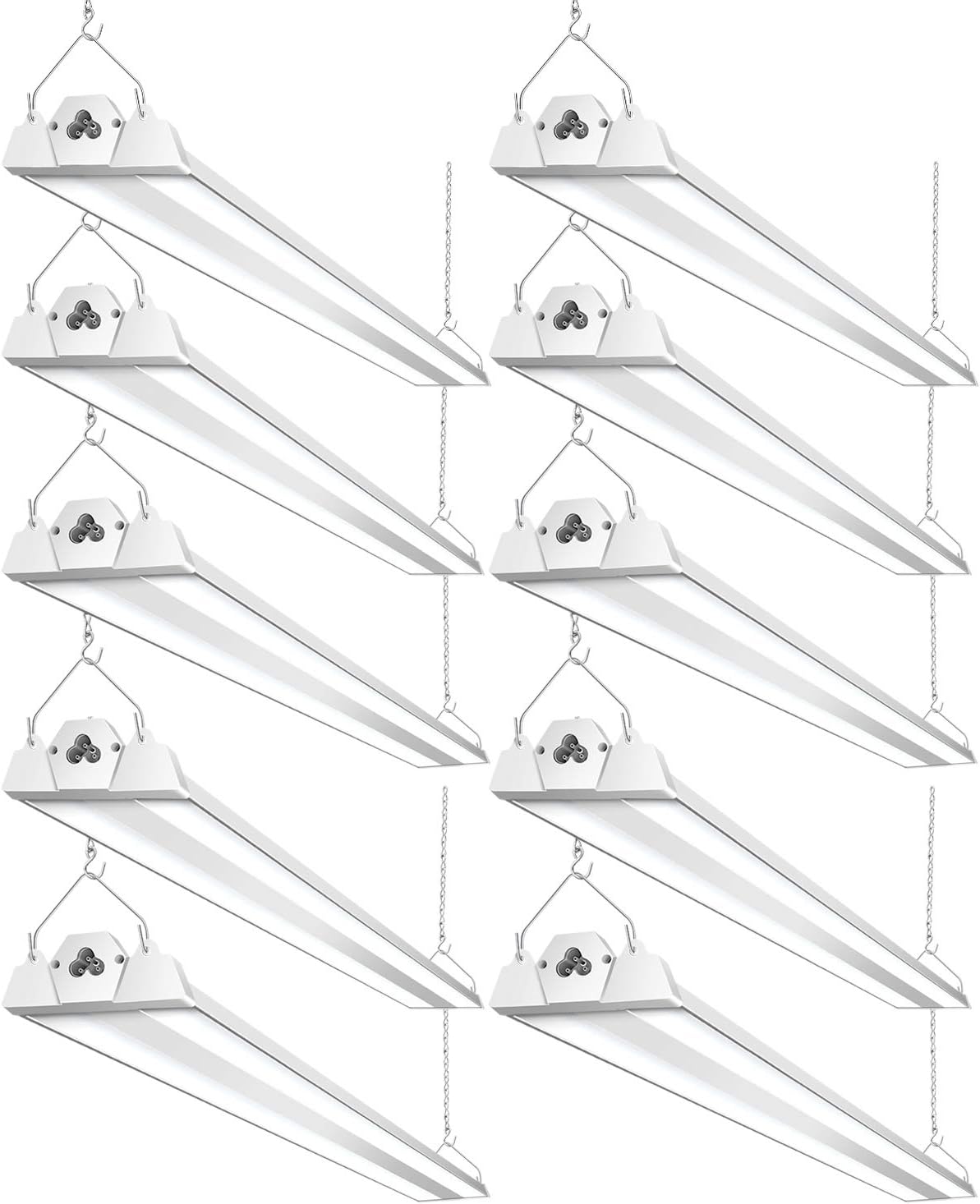 BBOUNDER 10 Pack Linkable LED Utility Shop Light, 4 FT, 4000 LM, 48 Inch Integrated Fixture for Garage, 40W Equivalent 300W, 5000K Daylight, Suspension Mount