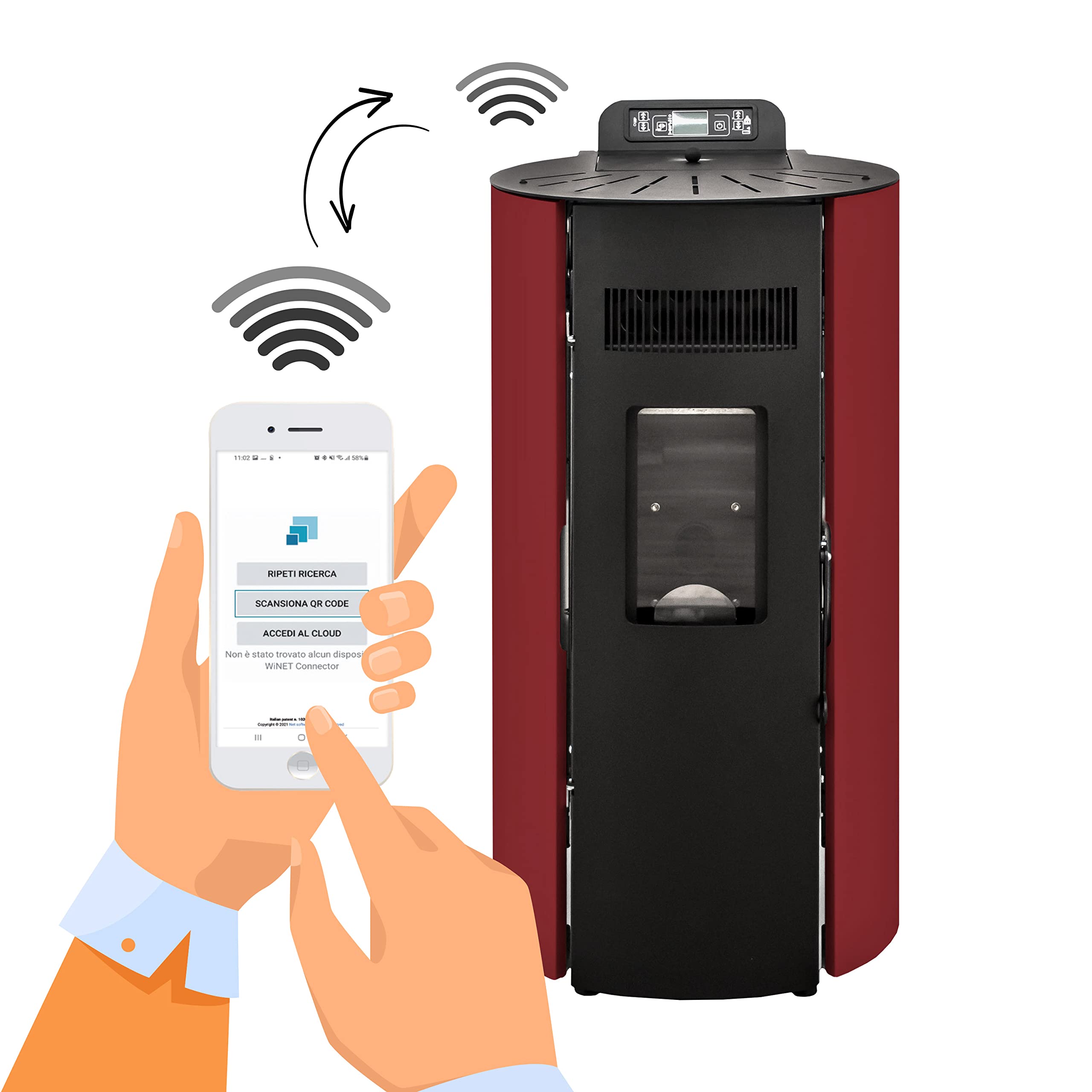 STUFE A PELLET ITALIA Boston 9 kW WiFi Pelletöfen Effizienz 91% Heizt 80m² Autonomie 21 Std. Programmierbar WiFi-Steuerung 5 Geschwindigkeiten