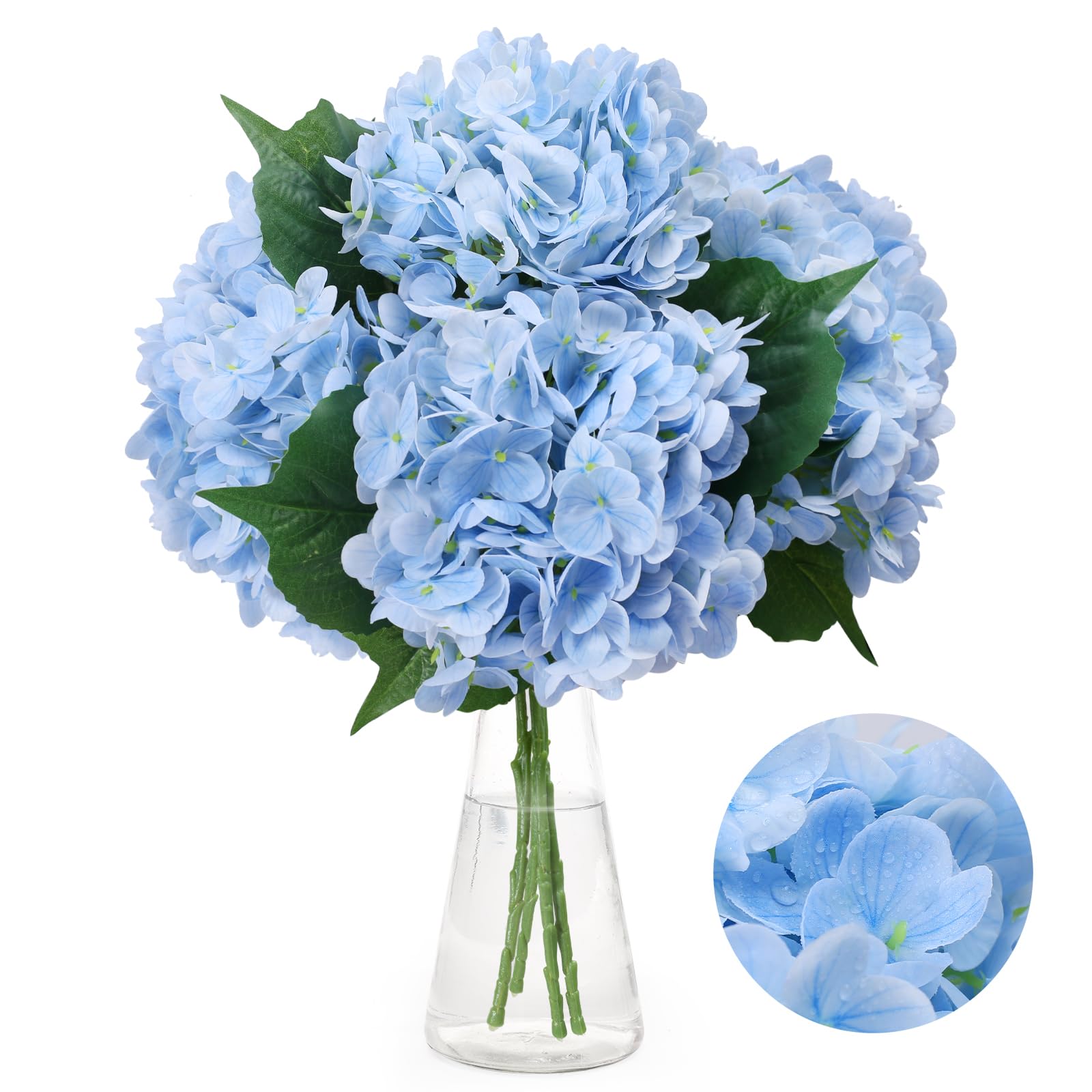 merakdoira Hydrangea Artificial Flowers, 4 PCS Single Long Stem Faux Flowers