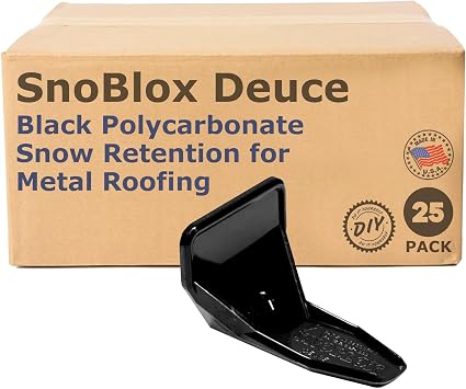 25 Black Roof Ice Guard Snow Guard Snow Stops for R-Panel PBR and Standing Seam Metal Roofing No Screws or Adhesive