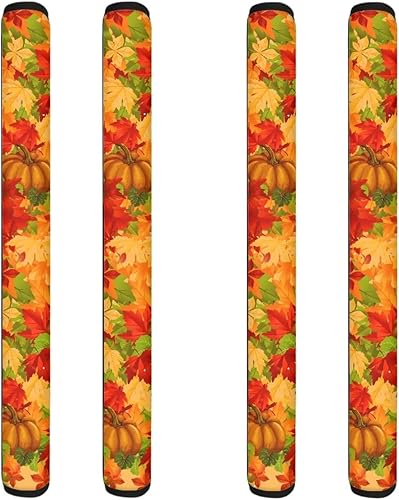 Miniatura 2 de DISNIMO Fundas para manija de puerta de refrigerador con hojas de arce y calabaza para nevera y microondas, 4 unidades, mantiene tu aparato de