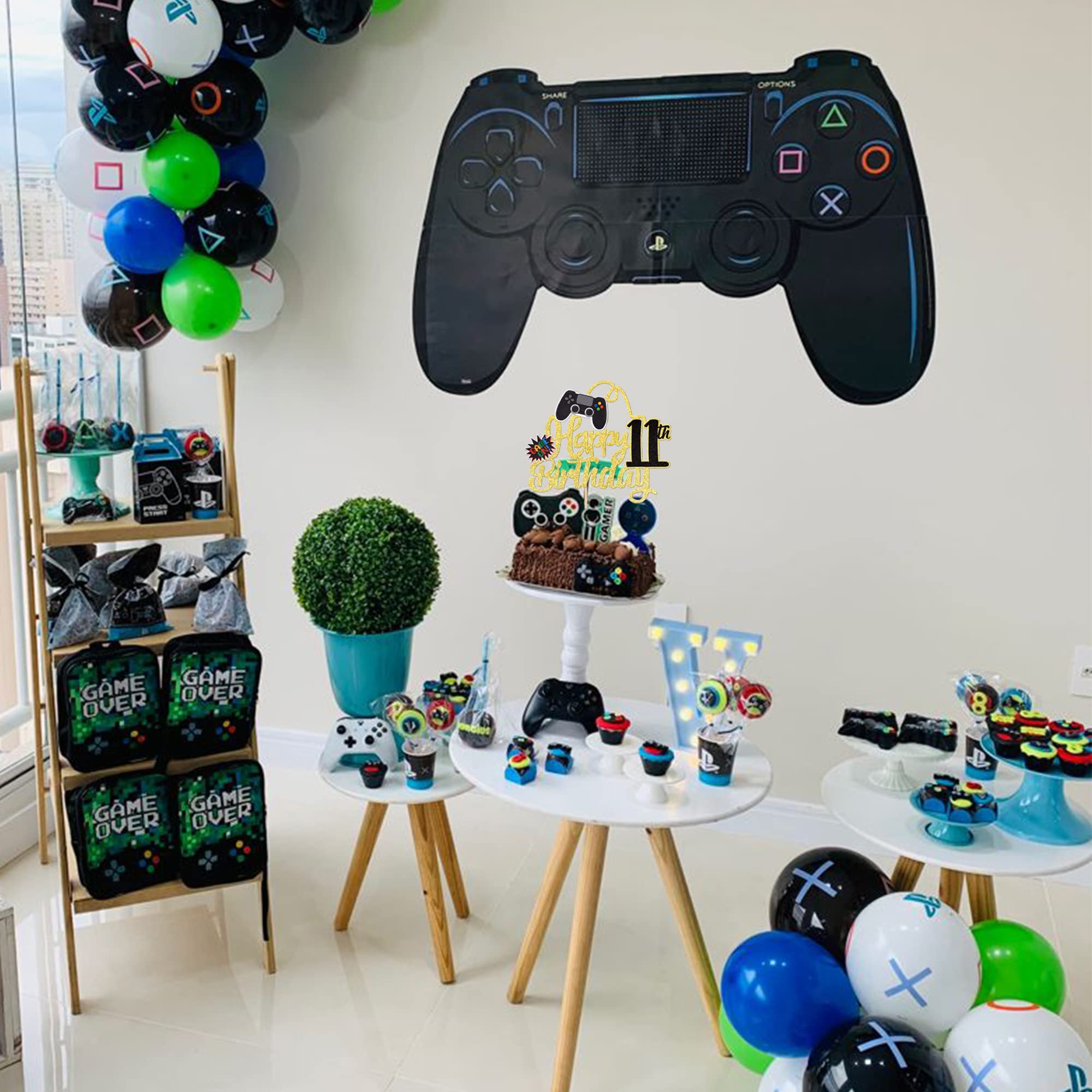 Rsstarxi Tortenaufsatz Zum 11. Geburtstag – Videospiel-Design 'Level 11 Unlocked', Aus Karton, 15x22 Cm