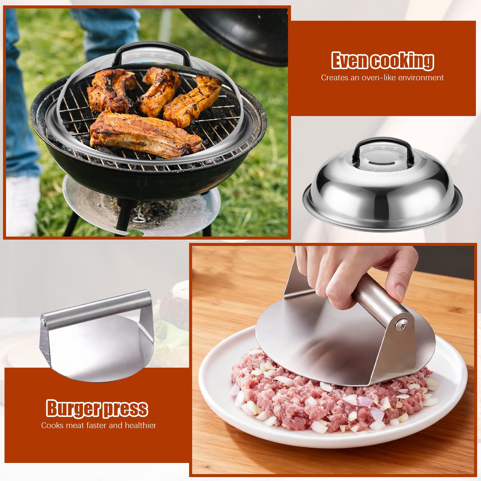 27 Pcs Accessori Barbecue, Kit Smash Burger, Utensili Teppanyaki Barbecue Attrezzi Acciaio Inox con Portatile Valigetta, Perfetti Utensili Uomini per Campeggio, All'Aperto Cucina, Picnic