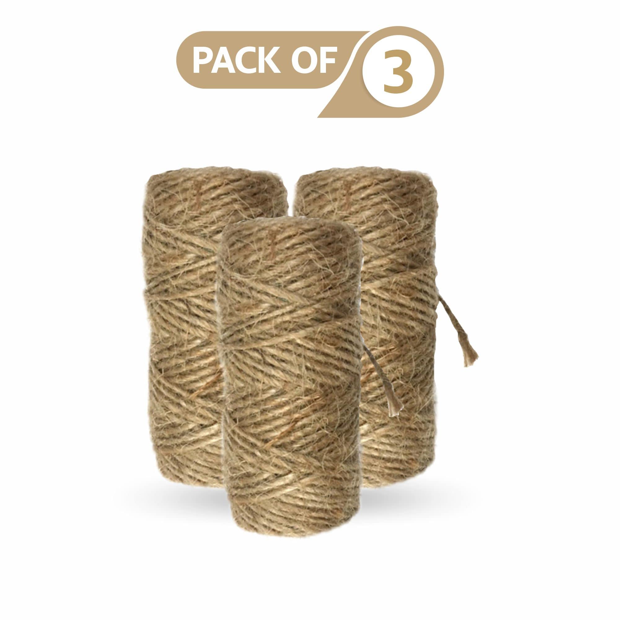 Natural String For (40 METER X 3) Crafts Bakers Horticultural Jute Twine Craft Cord For Crafting Binding Wrapping Packing Floristry Reel Christmas Floral Gardening Gifts Baler - Image 2