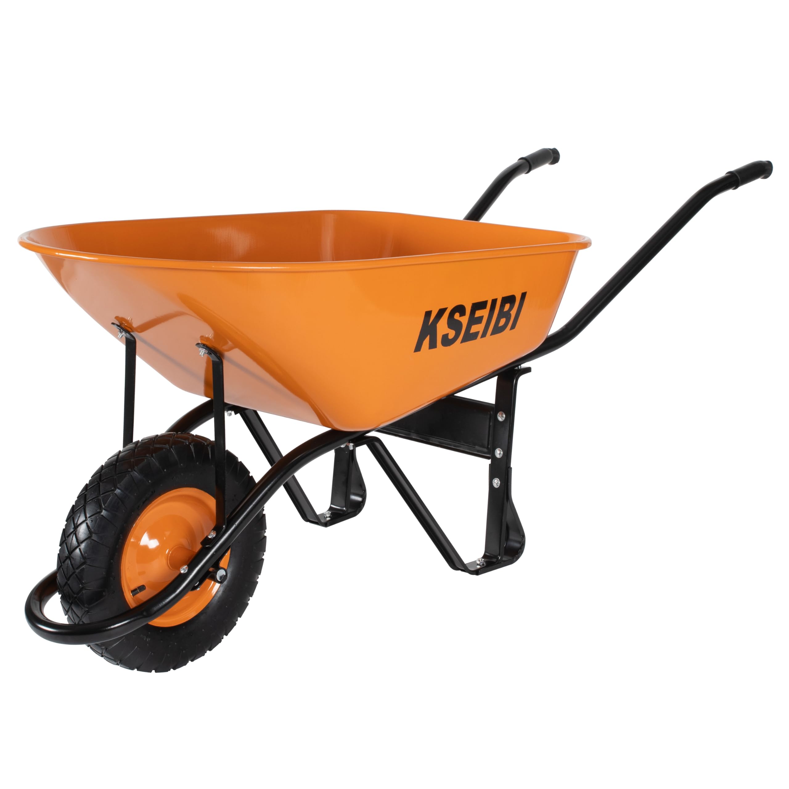 KSEIBI Heavy Duty Wheelbarrow – High Capacity Steel Frame, 1-Wheel Design for Gardening, Construction, and Landscaping – Durable Metal Wheel Barrow with Handle