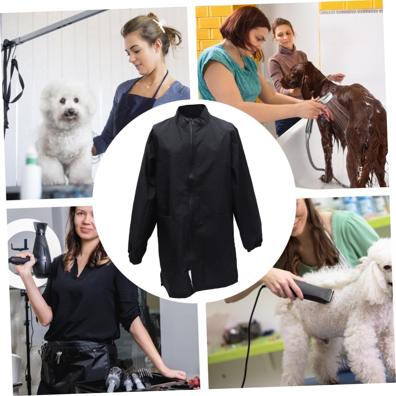 Artibetter Grembiule da Lavoro per Toelettatore Animali in Nailon Nero e Antistatico, Protegge i Vestiti per Taglio Unghie e Giardinaggio,