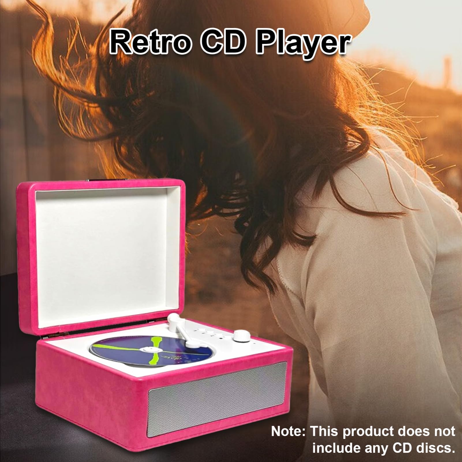 Keenso Reproductor de CD Reproductor de Música Portátil de Madera y ABS con BT 5.0 USB TF Reproducción Batería de 2000 MAh Altavoces Duales Control Remoto para Amantes de la Música en Viajes en Casa