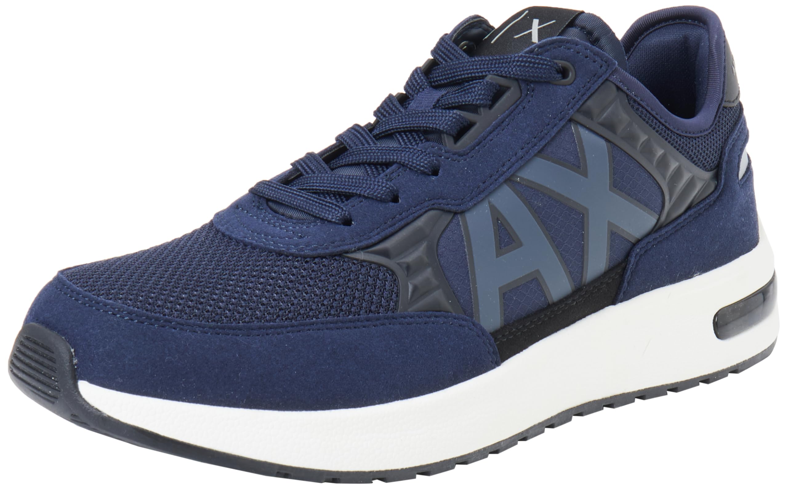 Armani Exchange Men's Dusseldorf Embossed Geometric Motifs Trainers, Navy Black, 7 UK