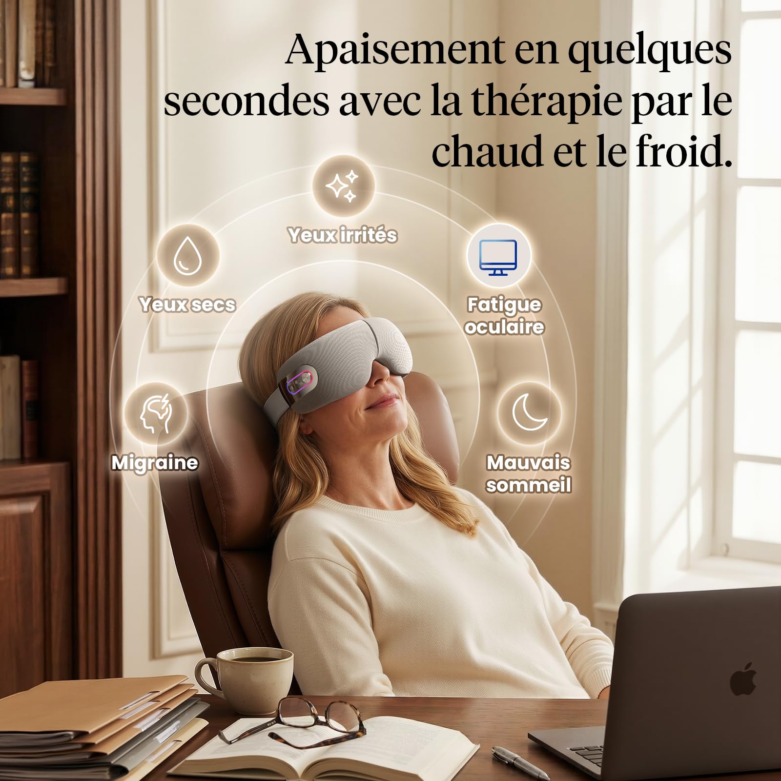 BOB AND BRAD EYEFLOW masseur oculaire avec chaleur et froid, masque massage yeux à compression froide semi-conductrice pour soulager la migraine, sécheresse et fatigue, cadeau pour hommes femmes