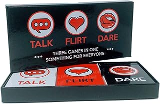 Fun and Romantic Game for Couples: Date Night Box Set with Conversation Starters, Flirty Games and Cool Dares - Choose from Talk, Flirt or Dare Cards for 3 Games in 1 - Includes 150 Gaming Cards