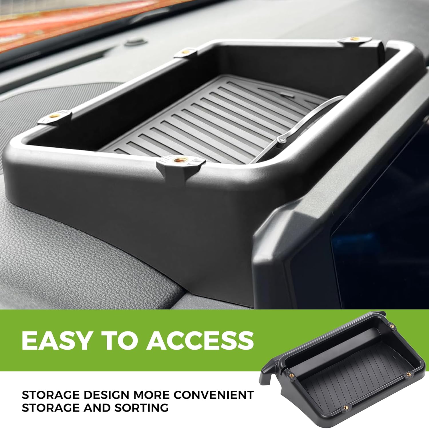Dashboard Storage Box Compatible with Tacoma 2024-2025 Accessories,8-inch Behind Screen Organizer Screen Back Tray Storage Box with Anti-Slid Pad (Black)