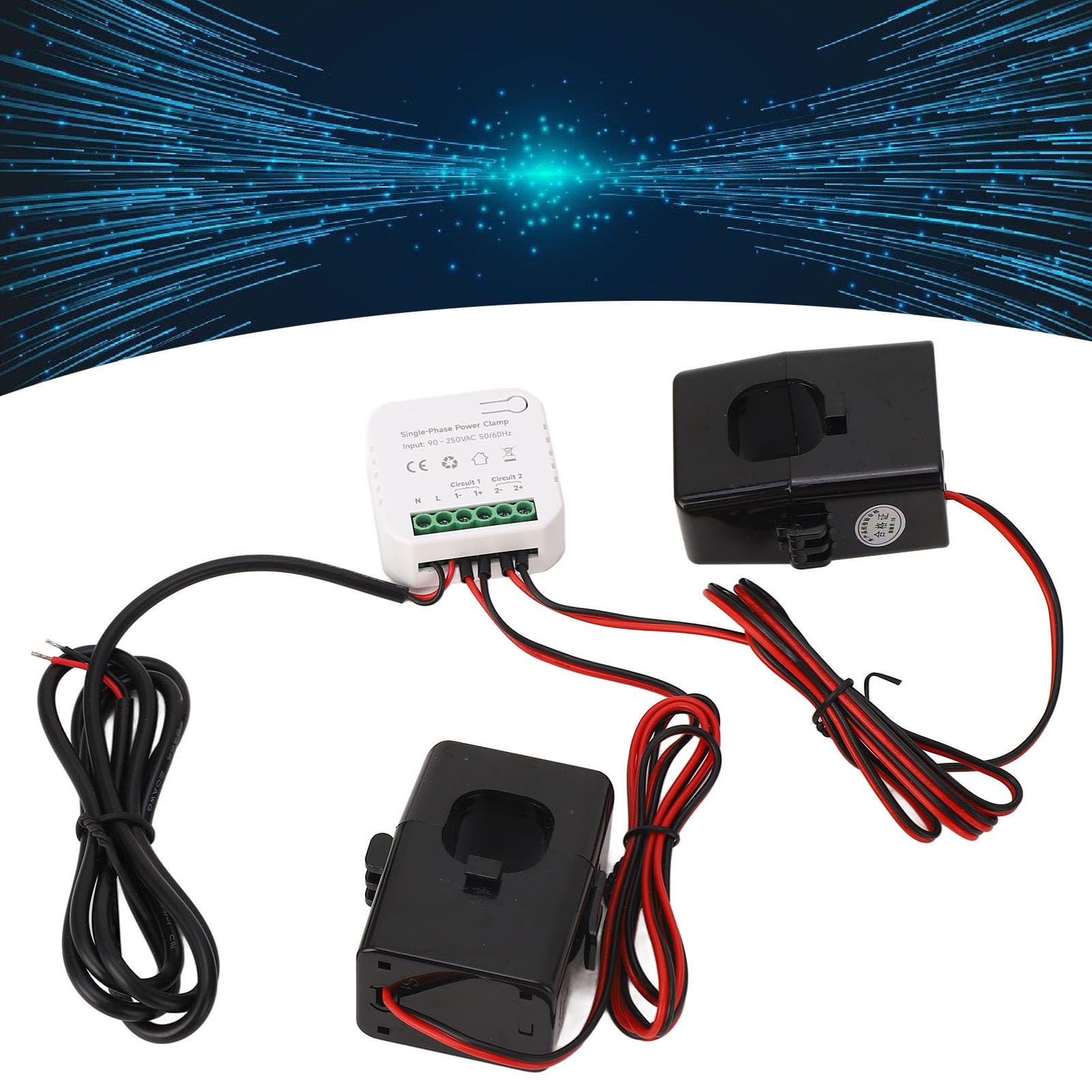 Hyuduo Smart Energy Monitor, Bidirektionaler Energieverbrauch, Echtzeitmessung, Überlastschutz, App -Überwachung, 200A -Stromtransformatoren, kompatibel