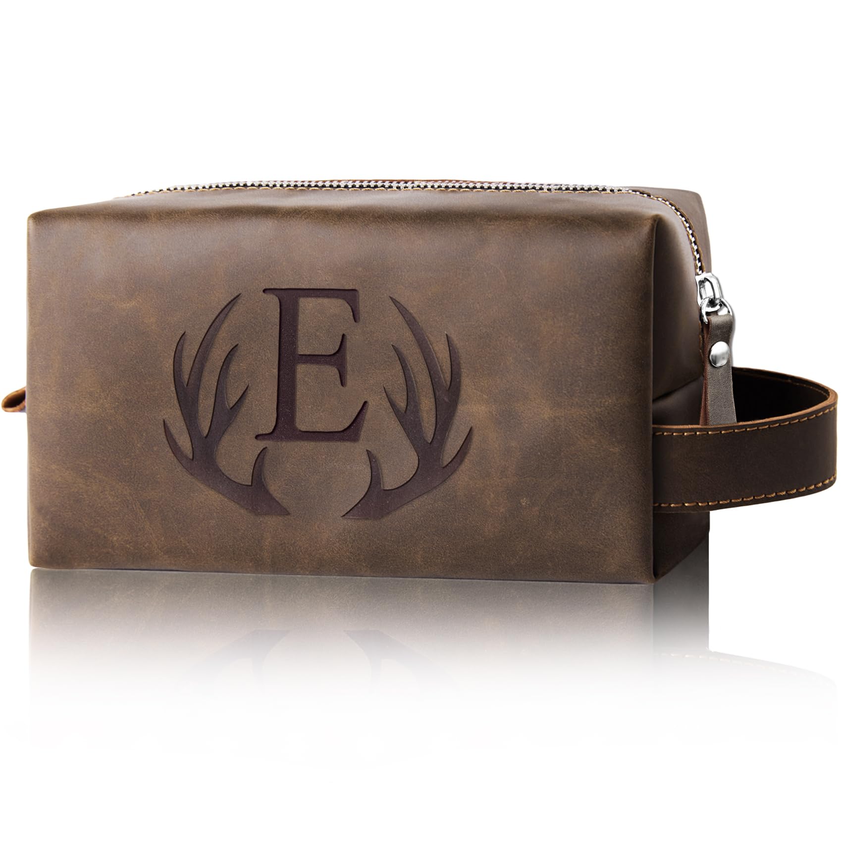 Aganmi Mens Travel Toiletry Bag PU Leather Shaving Bag for Toiletries Accessories Unique Gifts for Company Anniversary Male Employee Appreciation