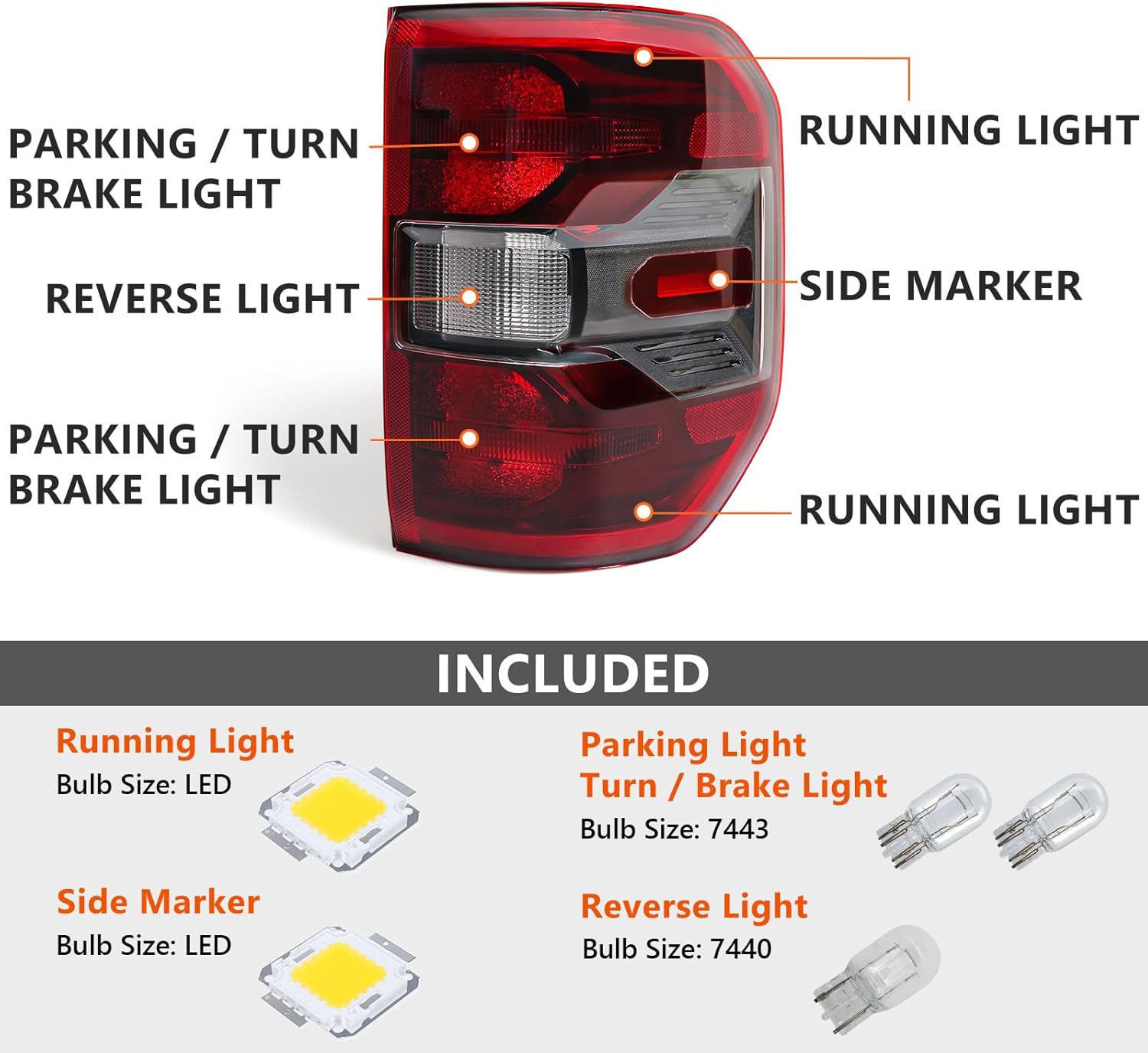 LED Tail Light Assembly for Ford Maverick Lariat Black 2022-2024 Rear Brake Light Taillight Right Passenger Side RH PZ6Z13404C
