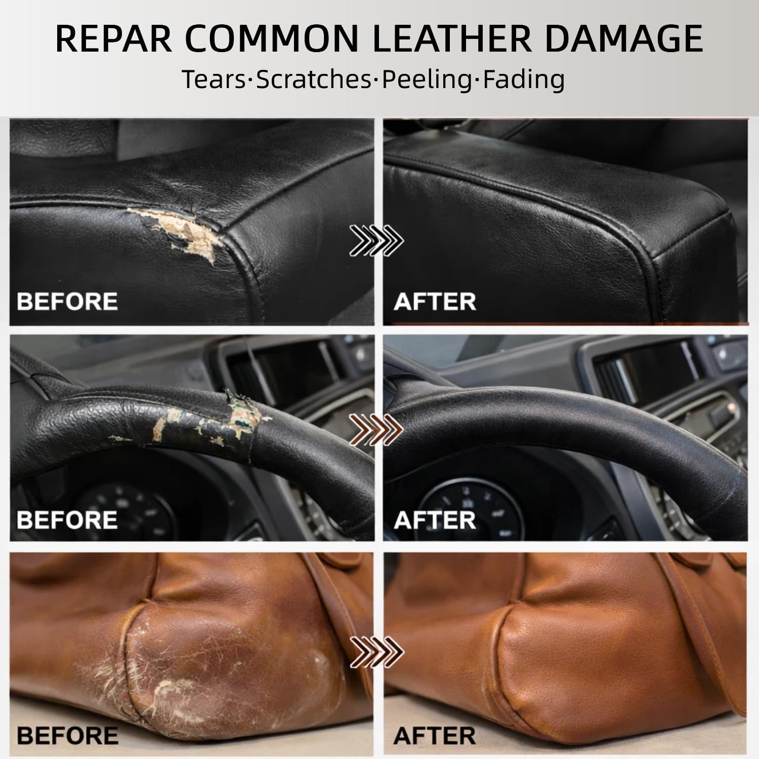 Leather Recoloring Balm 3.53Oz, 12H Quick-Dry Leather Vinyl Repair Cream Kit for Furniture, Couches & Car Seats- Restore Scratched, Faded, & Damaged Surfaces, Waterproof Restorer Black