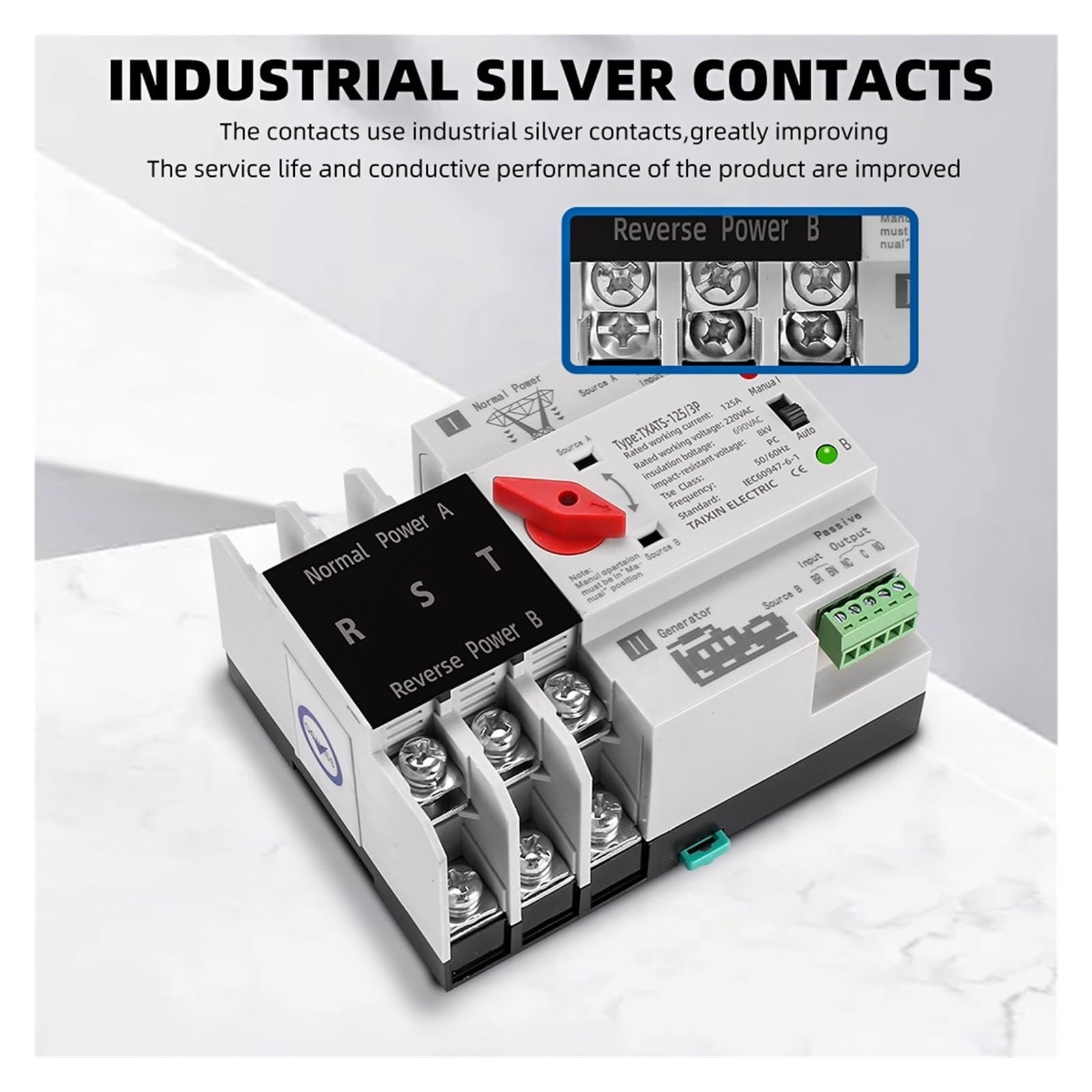 OELFFOW 4P 63A 110V ATS Interruptor De Transferencia Automática Con L1 Prioridad Fase Selector Electrico Interruptor Generador Interruptor Cambio